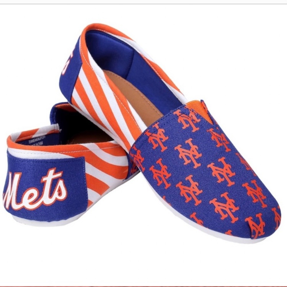 NY METS MLB Forever Collectibles Canvas Slip on Sneakers/Shoes Size M 7-8 NWT
